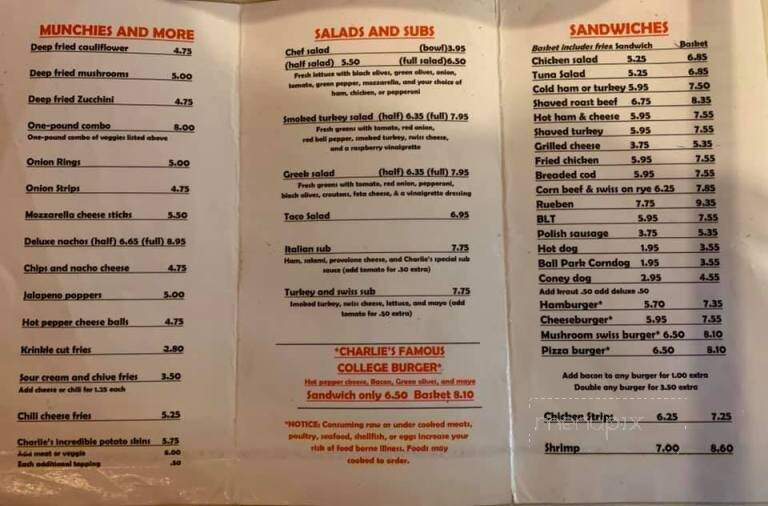 Charlie's Tavern - Albion, MI menu_pic