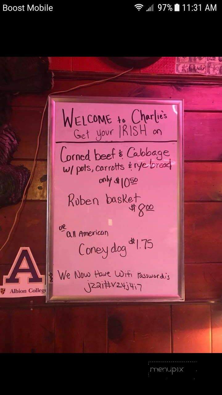 Charlie's Tavern - Albion, MI menu_pic