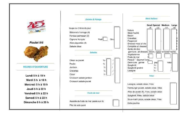 Restaurant Chez Rejean - Saint-Pamphile, QC menu_pic