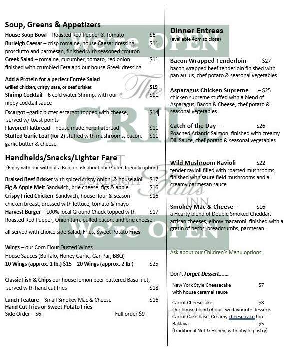 Stoney Logger Pub & Restaurant at Burleigh Island Lodge - Burleigh Falls, ON menu_pic