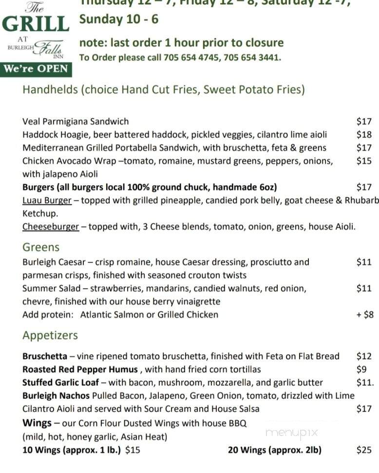 Stoney Logger Pub & Restaurant at Burleigh Island Lodge - Burleigh Falls, ON menu_pic