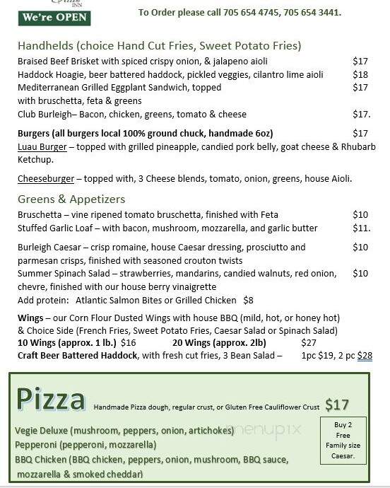Stoney Logger Pub & Restaurant at Burleigh Island Lodge - Burleigh Falls, ON menu_pic