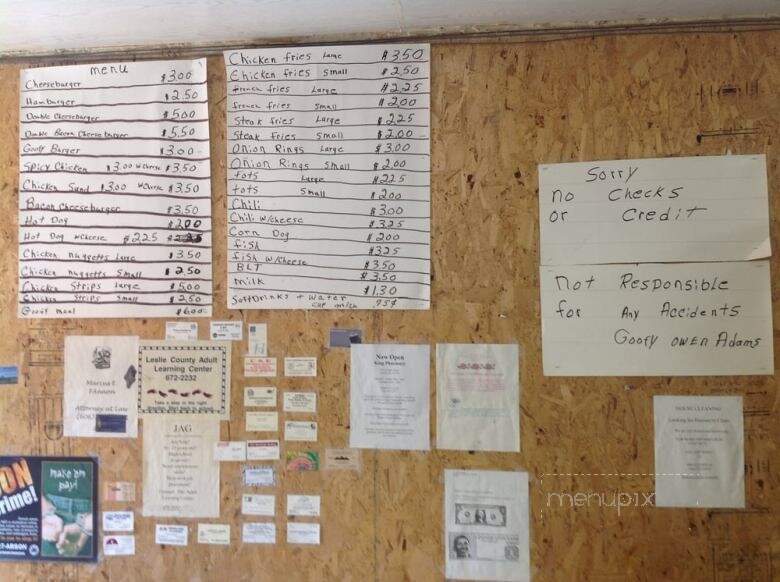 Goofy's Game Room & Grill - Hyden, KY menu_pic