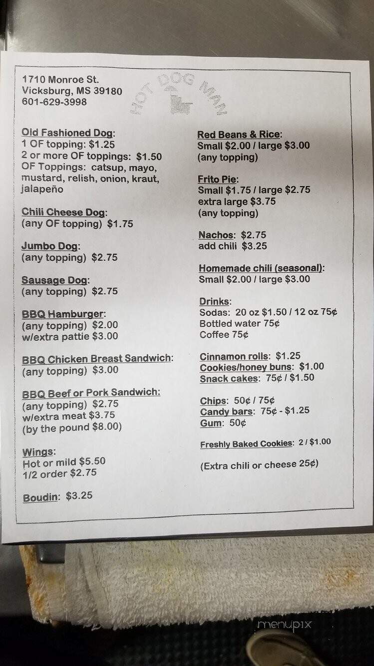 Momma's Hot Dog - Vicksburg, MS menu_pic