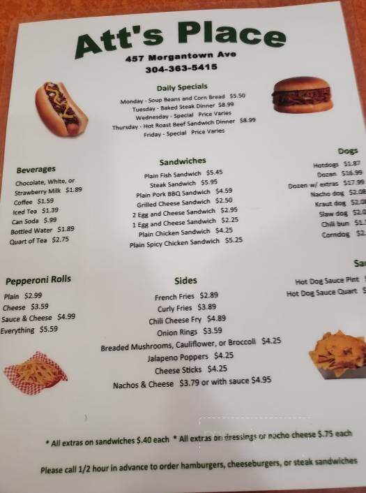 Att's - Fairmont, WV menu_pic