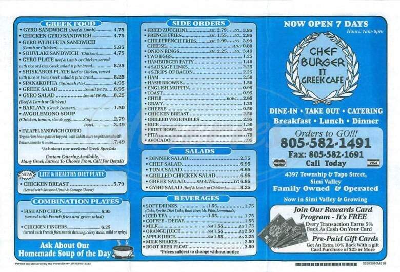Chef Burger - Simi Valley, CA menu_pic