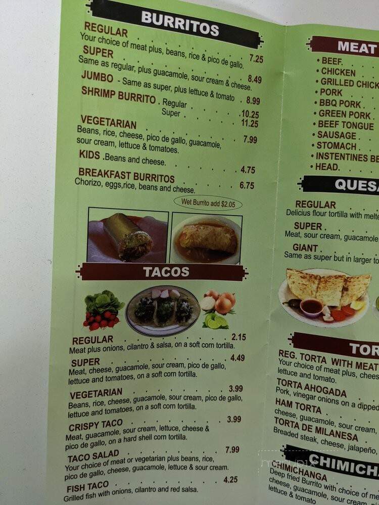 El Parian Taqueria - North Highlands, CA menu_pic