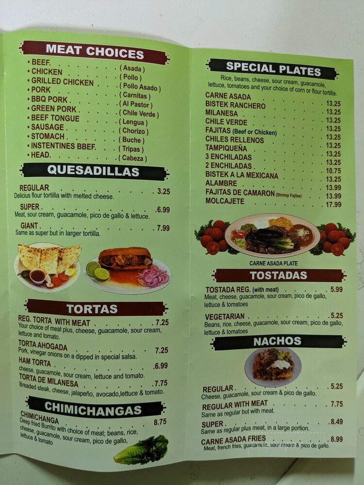 El Parian Taqueria - North Highlands, CA menu_pic