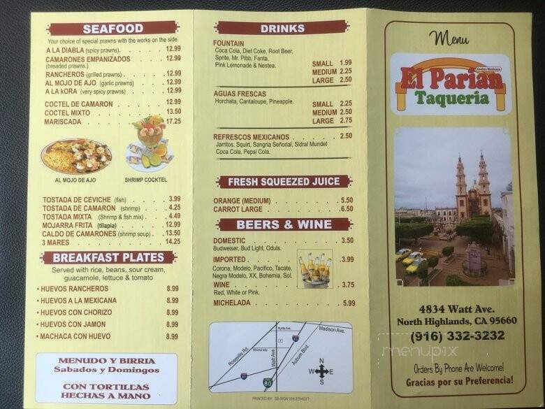 El Parian Taqueria - North Highlands, CA menu_pic