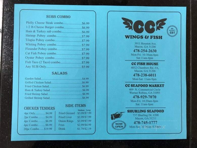 Shurling Seafood - Macon, GA menu_pic