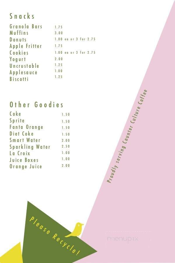 Yellowbird Coffee Shop - Copperhill, TN menu_pic