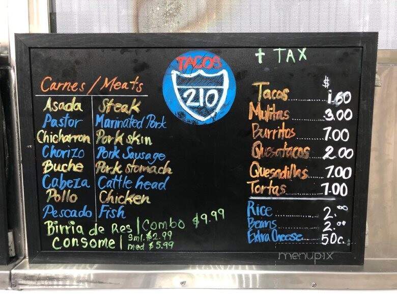 Tacos 210 - Altadena, CA menu_pic
