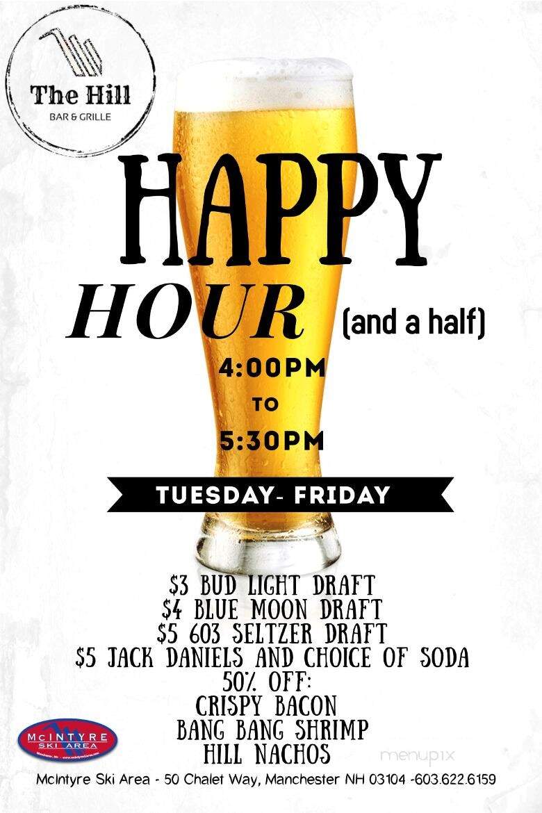 The Hill Bar & Grille - Manchester, NH menu_pic