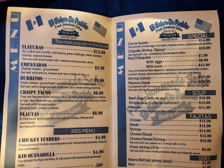 El Sabor De Pueblo - Fort Myers, FL menu_pic