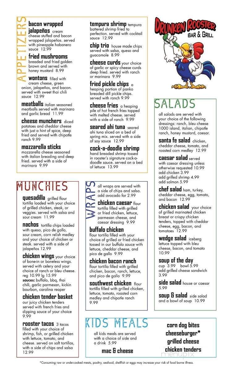 Drunken Rooster Bar & Grill - Afton, OK menu_pic