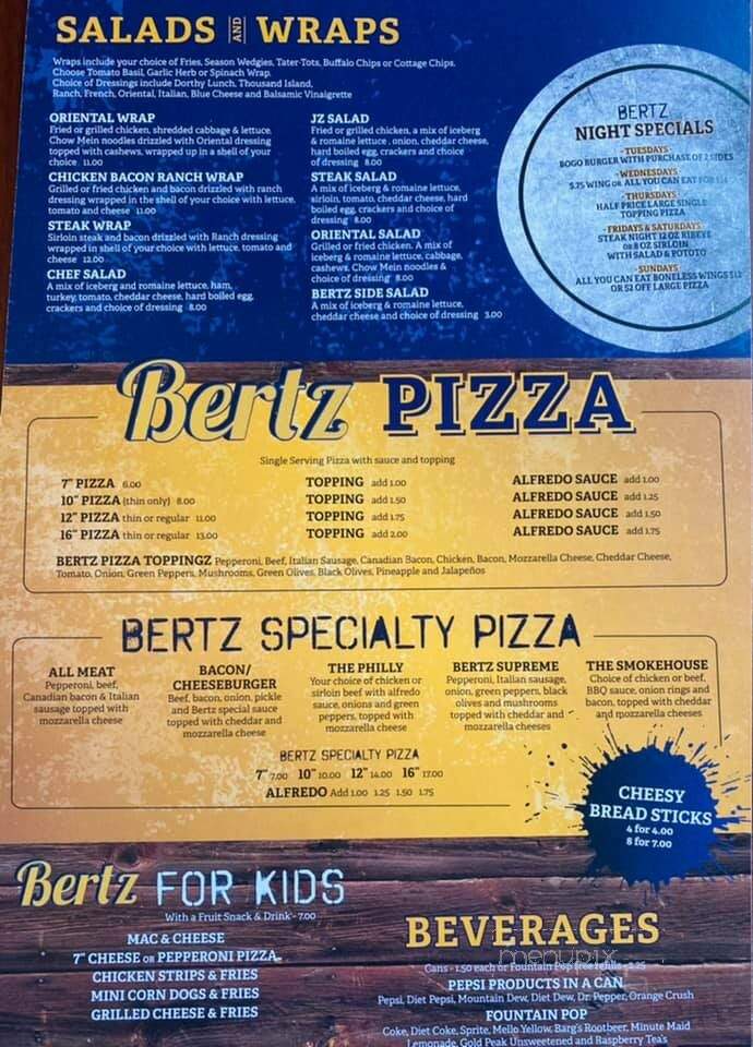 Bert's Lounge - Beresford, SD menu_pic