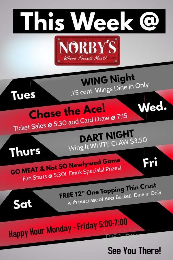 Norby's Incorporated - Dell Rapids, SD menu_pic