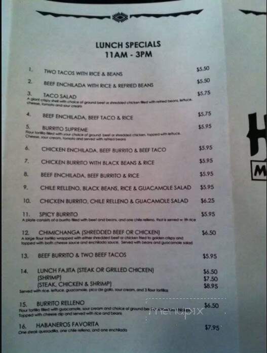 Haberneros Mexican Grill - Chelsea, AL menu_pic