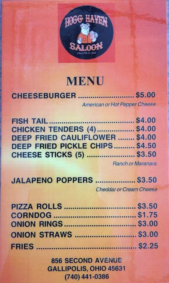 Hogg Haven - Gallipolis, OH menu_pic