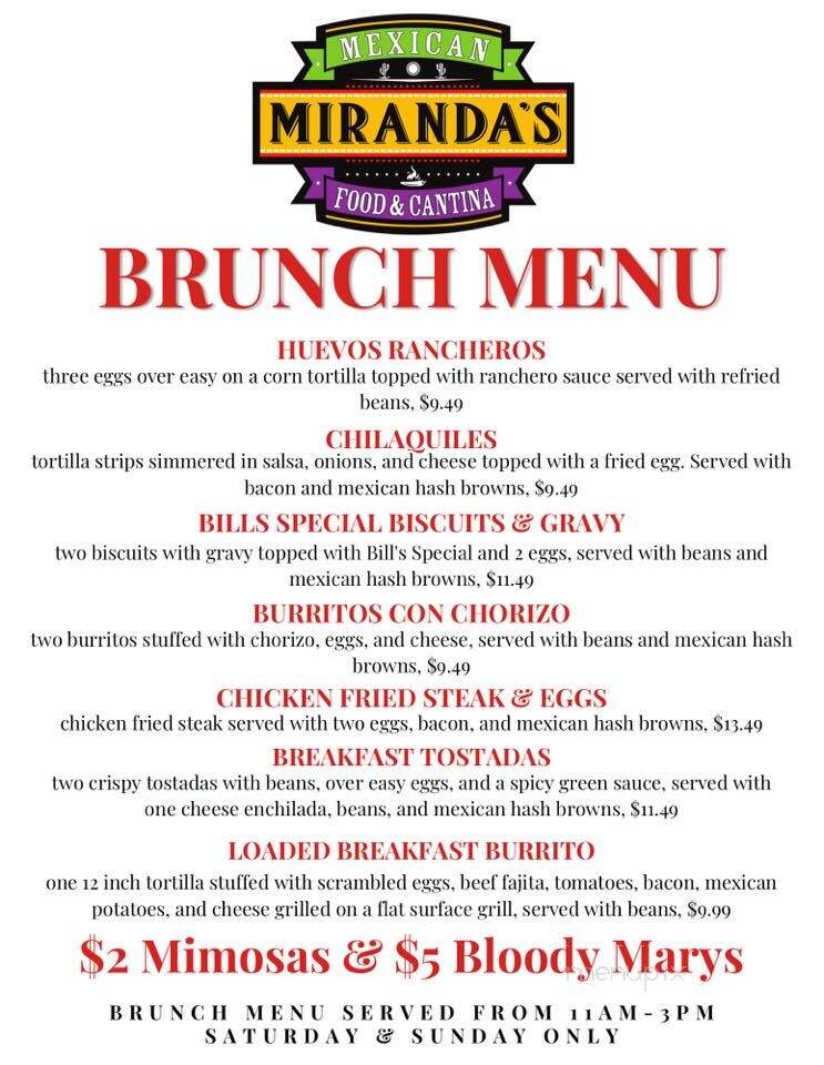 Miranda's Mexican food - Burleson, TX menu_pic