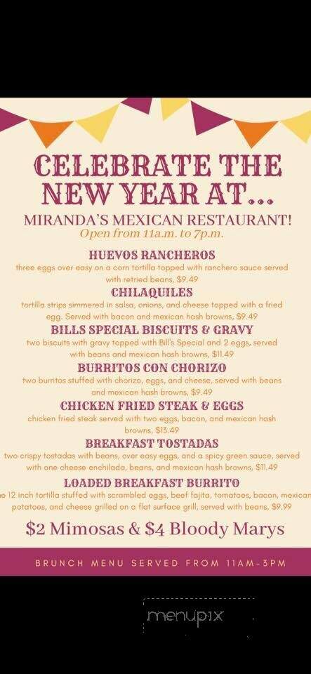Miranda's Mexican food - Burleson, TX menu_pic