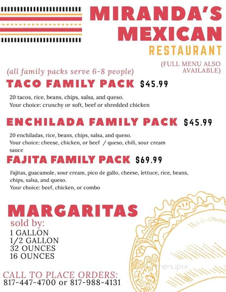 Miranda's Mexican food - Burleson, TX menu_pic