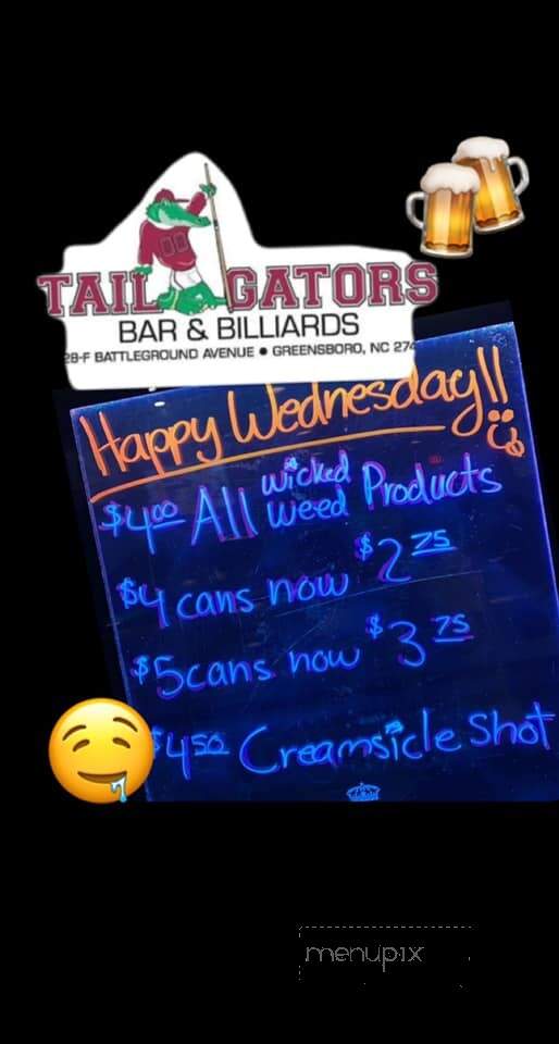 Tailgaters Bar & Billiards - Greensboro, NC menu_pic