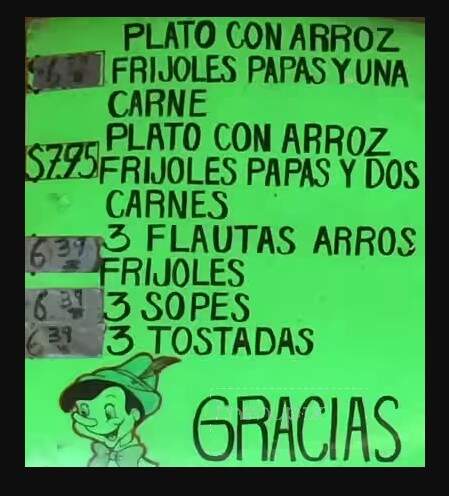Taqueria Pinocho - Dallas, TX menu_pic