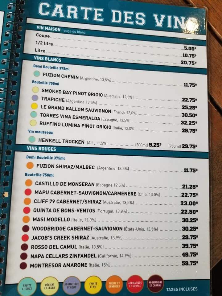 Brasserie Du Colisee - Sorel-Tracy, QC menu_pic