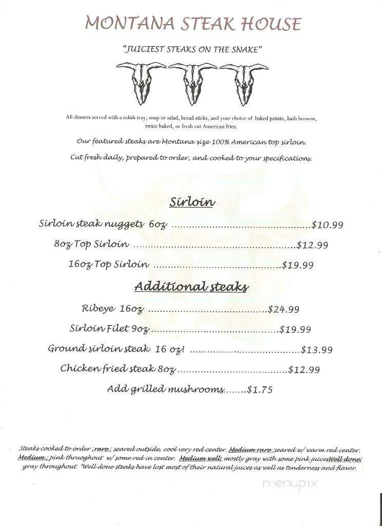 Montana Steakhouse - Twin Falls, ID menu_pic