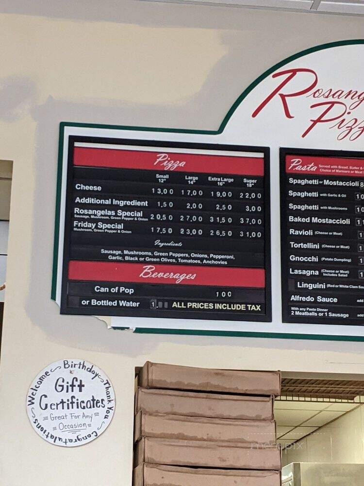 Rosangela Pizzeria - Evergreen Park, IL menu_pic