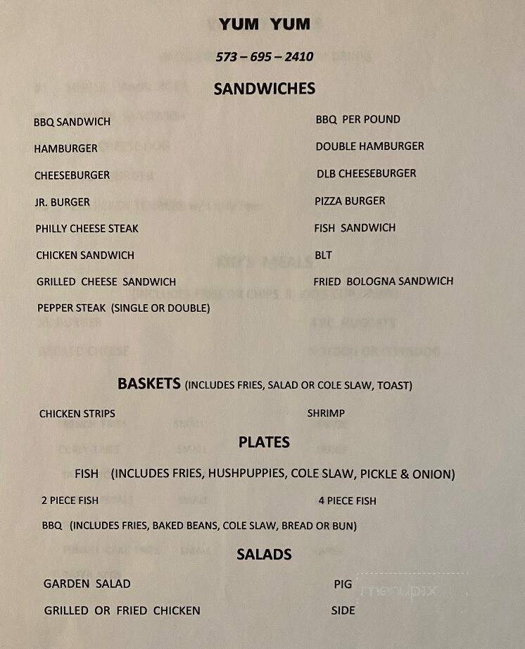 Yum Yum Drive-In - Steele, MO menu_pic