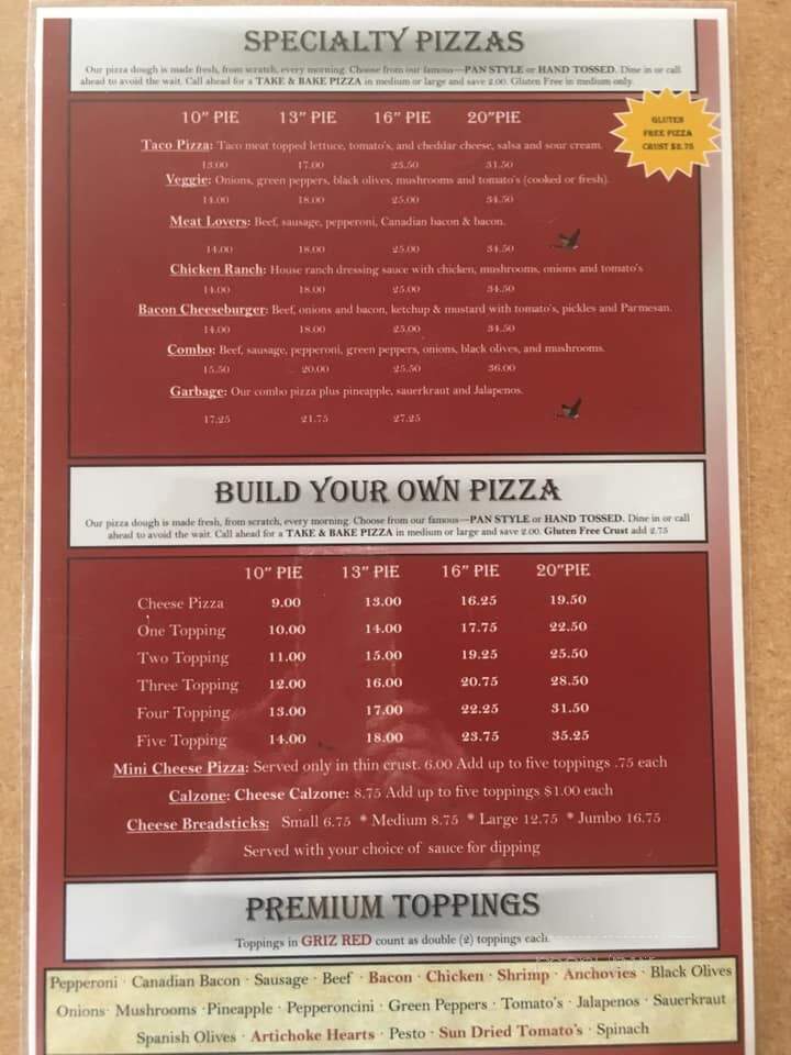 Pizza Cafe - Ronan, MT menu_pic