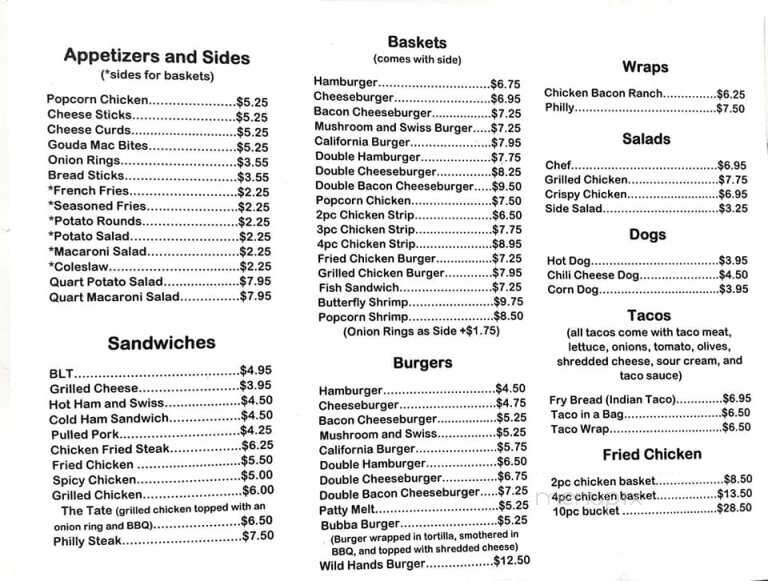 Tasty Treat Drive-In - Litchville, ND menu_pic