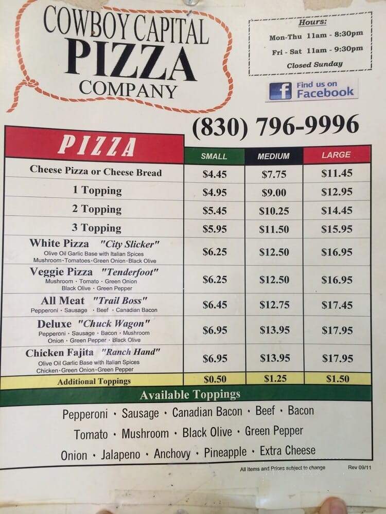 Cowboy Capital Pizza Co - Bandera, TX