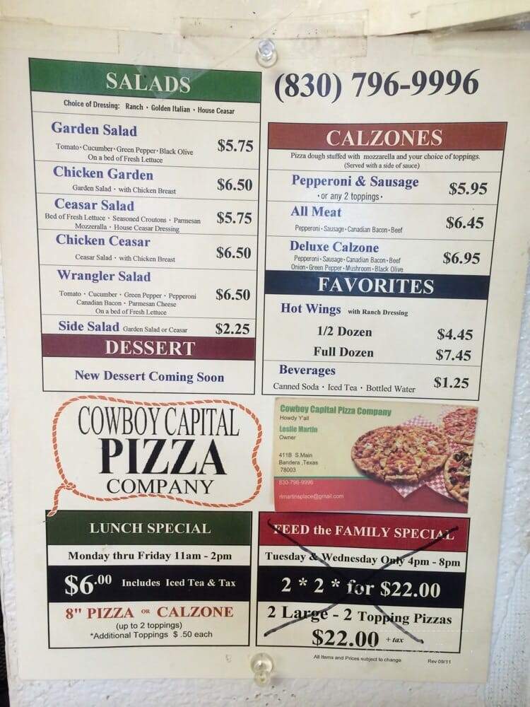 Cowboy Capital Pizza Co - Bandera, TX