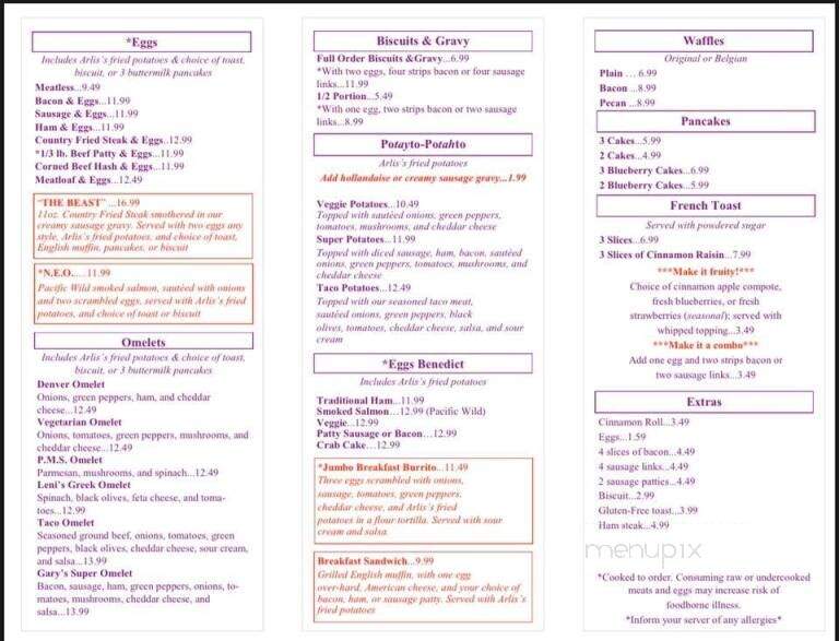 Arlis's Restaurant - Bellingham, WA menu_pic