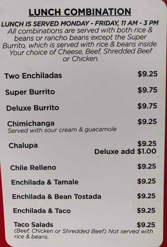 La Cabana - Royal City, WA menu_pic