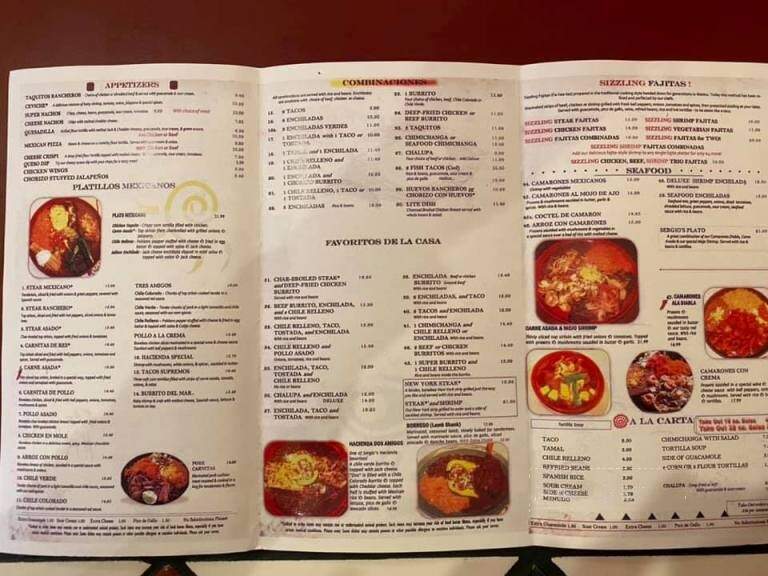 Sergio's Haciendo - Port Angeles, WA menu_pic