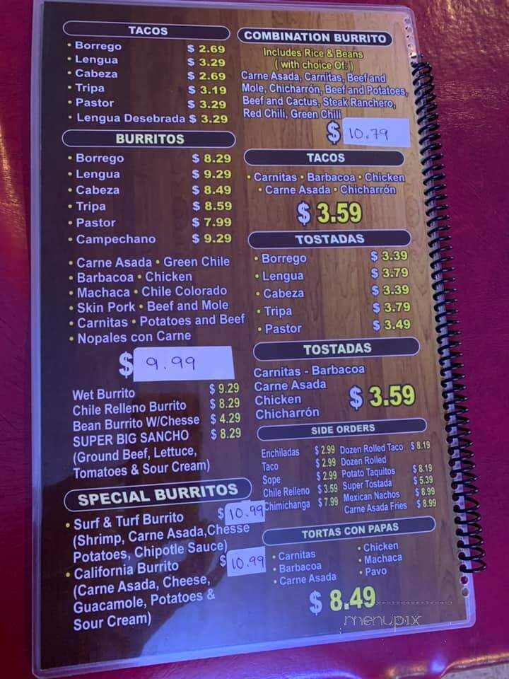 Letty's Casita - El Centro, CA menu_pic