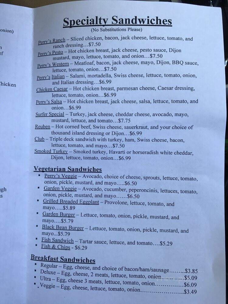 Perry's Delicatessen - Fairfax, CA menu_pic
