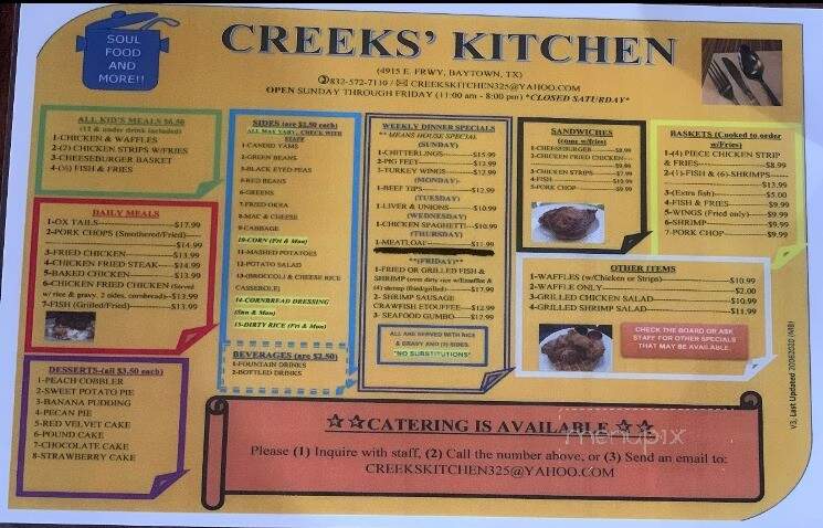 Creeks Kitchen - Baytown, TX menu_pic