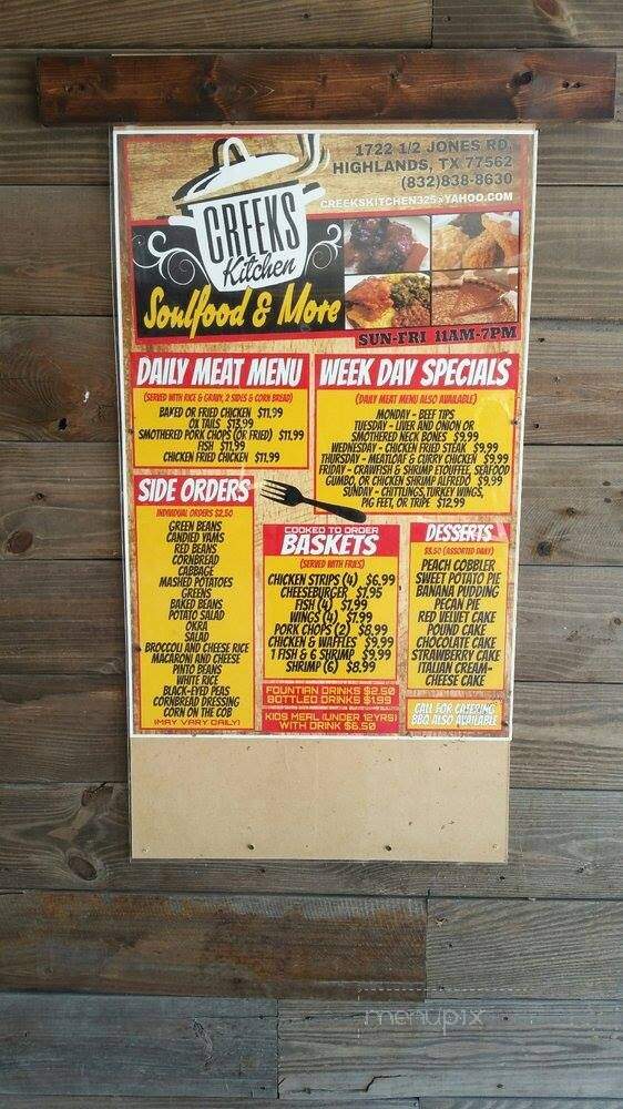 Creeks Kitchen - Baytown, TX menu_pic