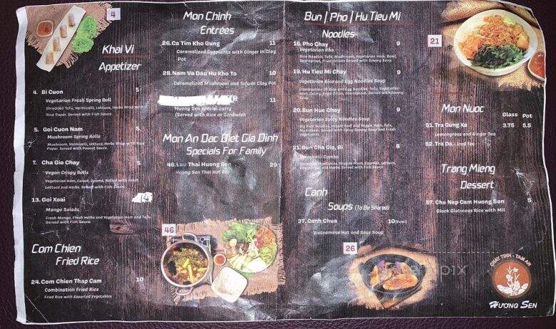Huong Sen - Houston, TX menu_pic