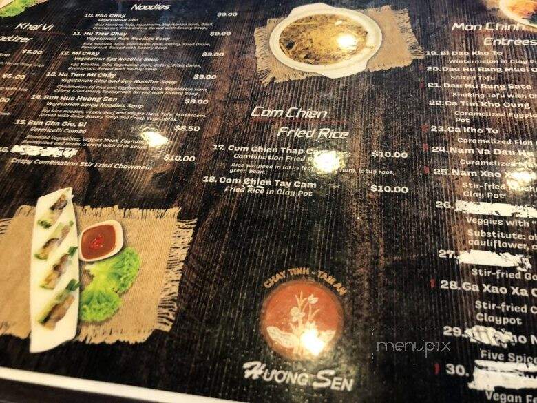 Huong Sen - Houston, TX menu_pic