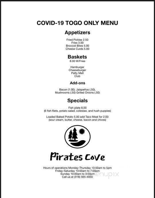 Pirates Cove Restaurant - Florien, LA menu_pic