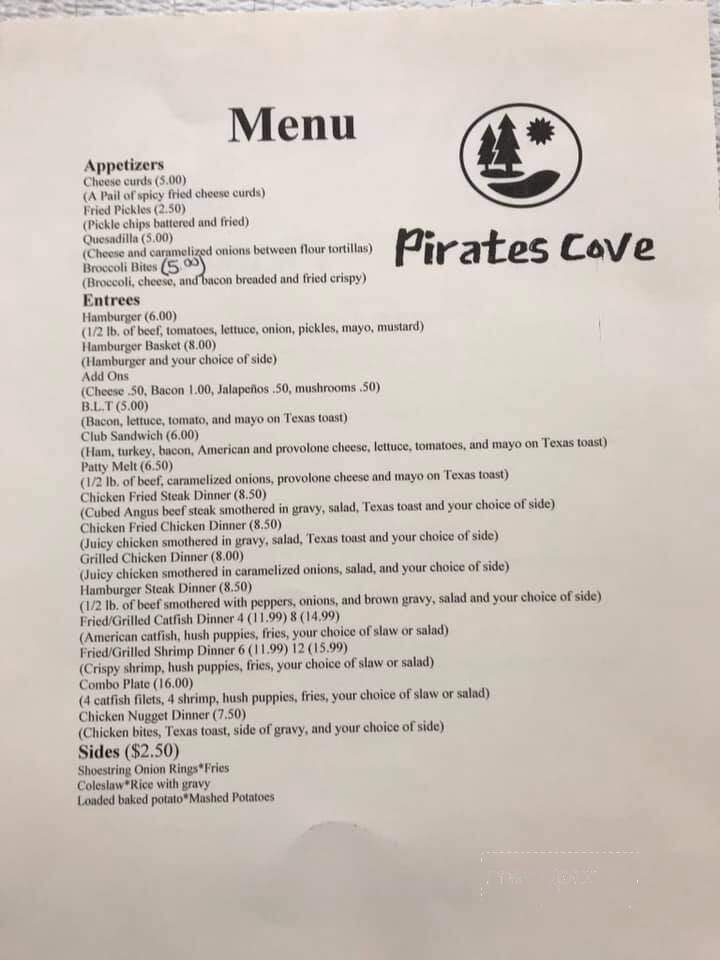 Pirates Cove Restaurant - Florien, LA menu_pic