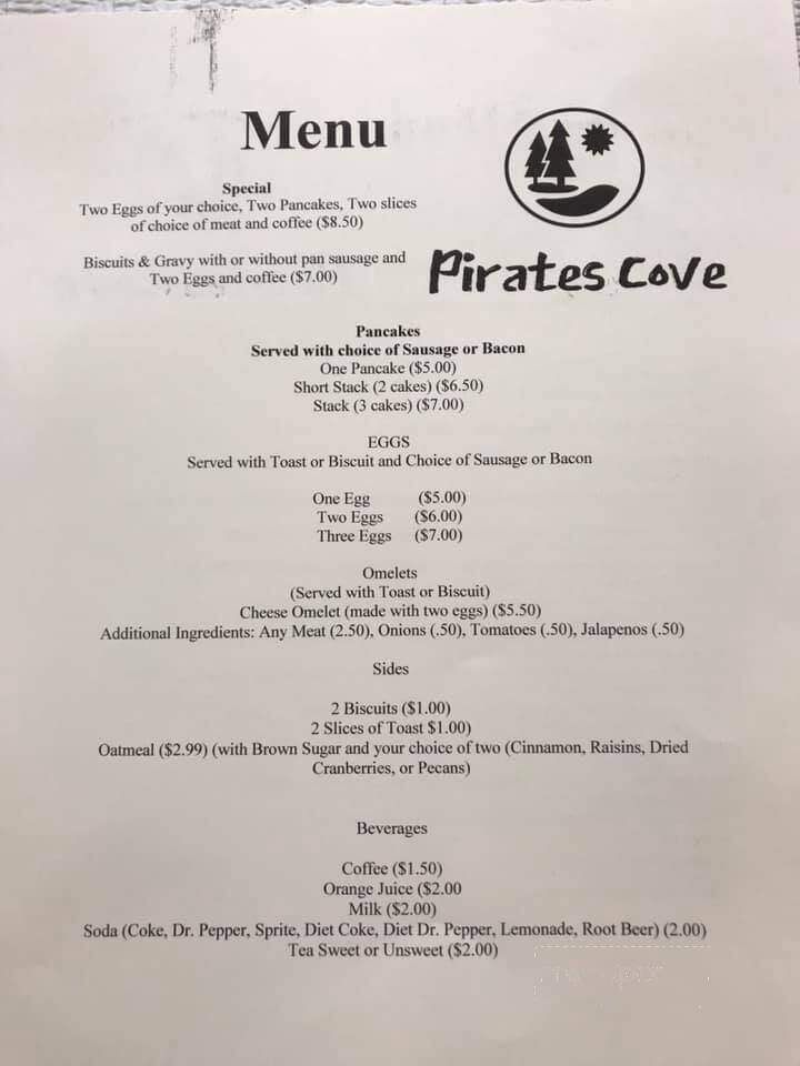 Pirates Cove Restaurant - Florien, LA menu_pic