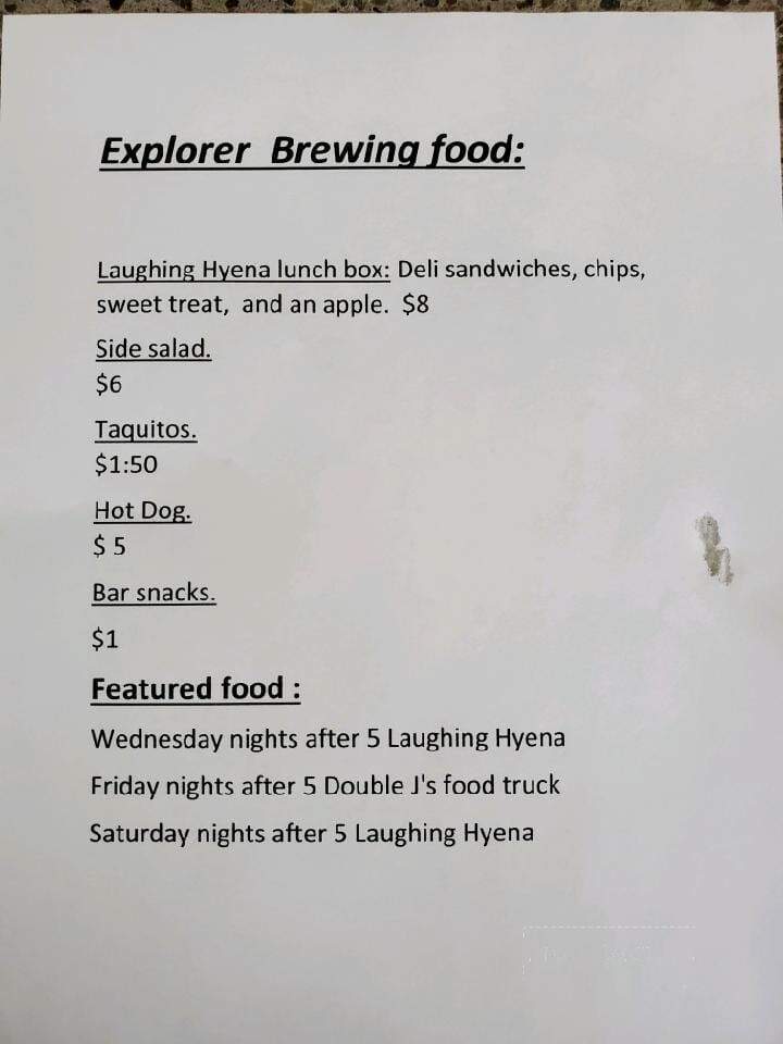 Explorer Brewing - Kelso, WA menu_pic