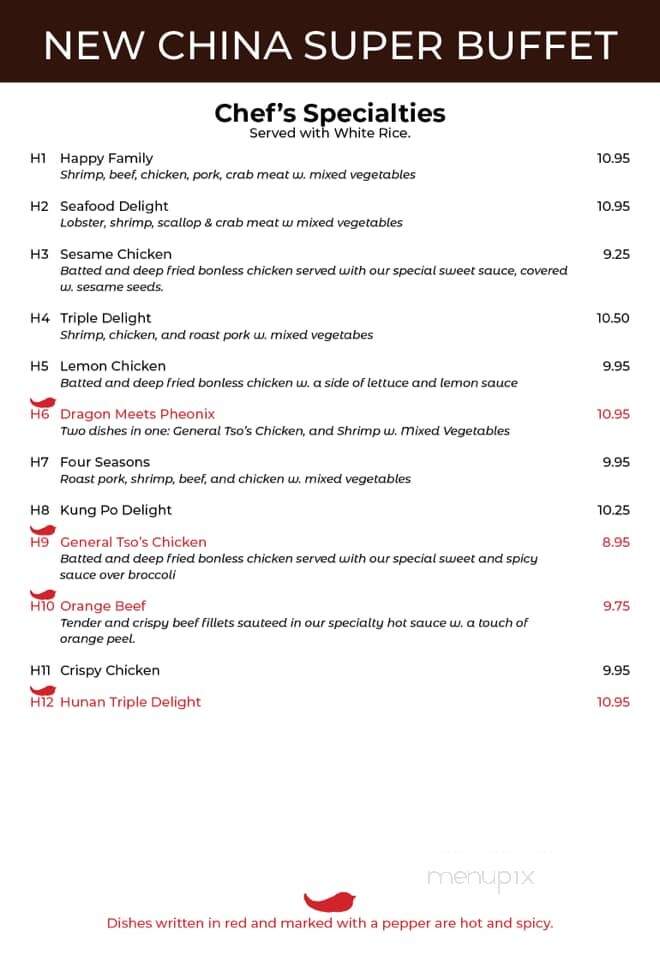 New China Buffet - Tahlequah, OK menu_pic
